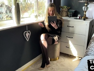 Classy blonde reacts of small dick