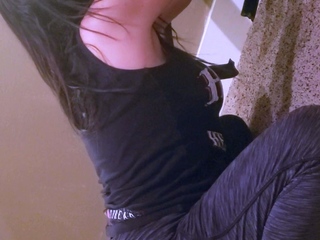 Amateur busty brunette masturbates and does hand job